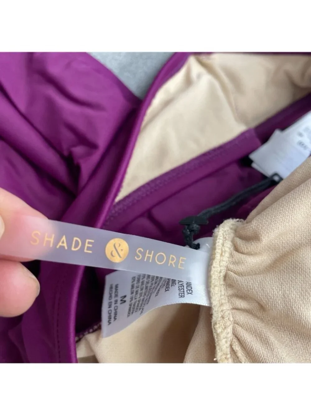 Shade & Shore Women's M Purple One-Piece Swimsuit With Full Seat Coverage a2514